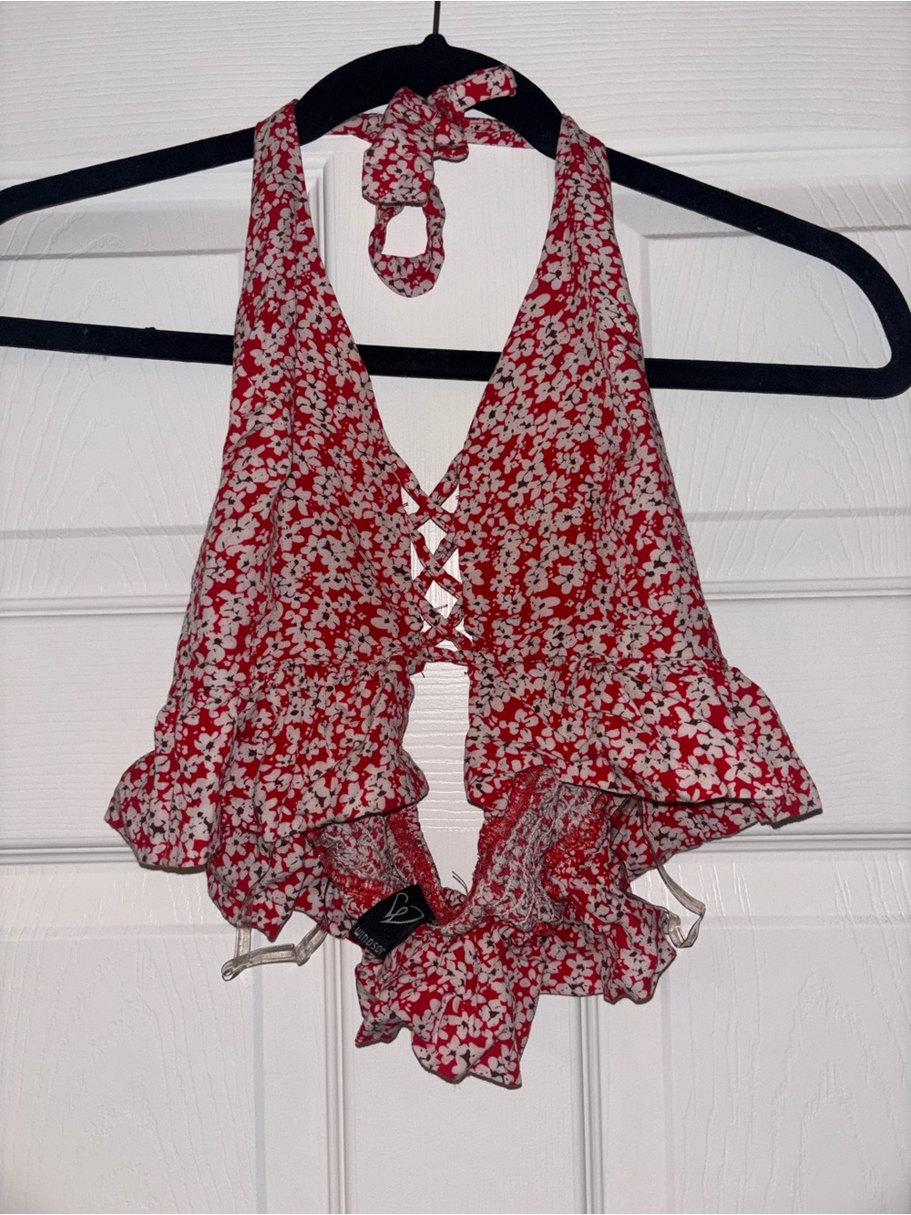 Windsor Red Floral Halter Top Coquette Y2K XS S